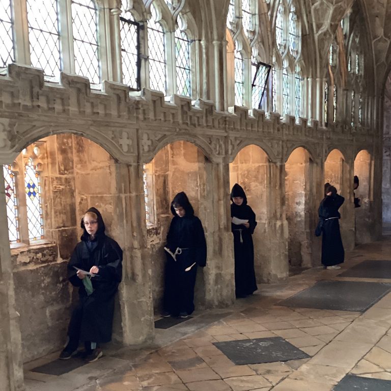 students inside the cathedral