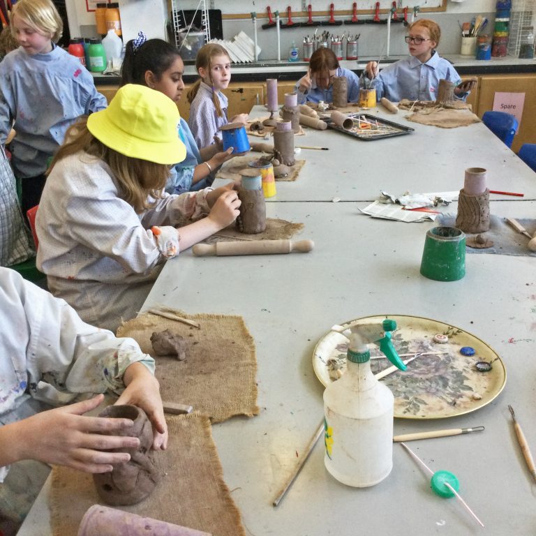 students using clay