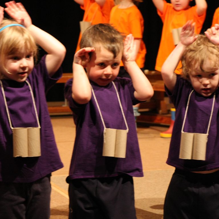 children pretending to be bears