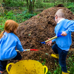 students in forest school