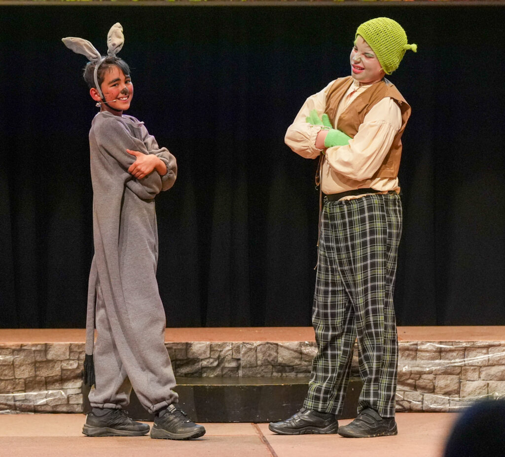 students dressed as donkey and shrek